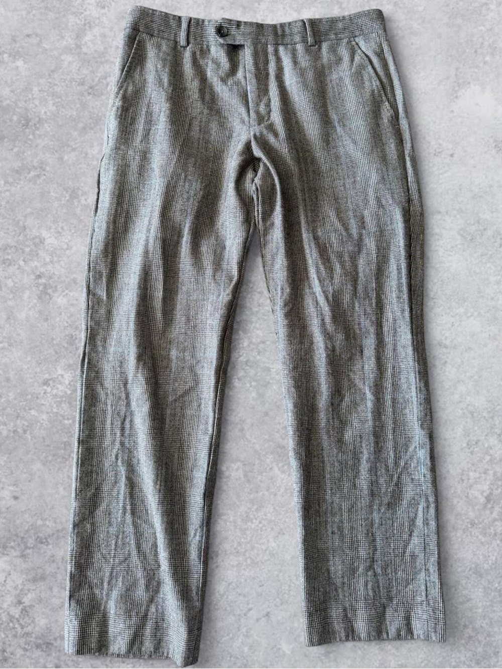 Men’s Brown/Grey Plaid Wool Dress Pants